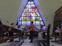 Inside the Parish of St. Jude Thaddeus the Apostle located in Mexico City, Mexico, on April 28, 2021 where several people attended to hear m...