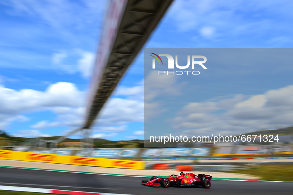 Charles Leclerc of Scuderia Mission Winnow Ferrari drive his SF21 single-seater during free practice of Portuguese GP, third round of Formul...