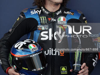 Marco Bezzecchi (#72) of Italy and Sky Racing Team VR46 Kalex during the qualifying of Gran Premio Red Bull de España at Circuito de Jerez -...