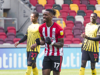  Ivan Toney of Brentford celebrates after scoring during the Sky Bet Championship match between Brentford and Watford at the Brentford Commu...