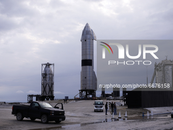 SpaceX Starship SN15 on the launch pad in Boca Chica, Texas on May 1st, 2021.  (