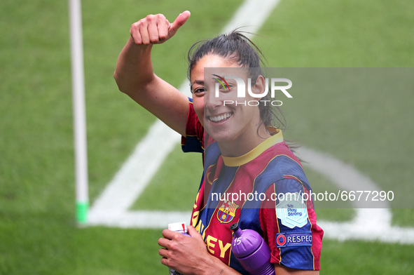 Leila Ouahabi at the end of the match between FC Barcelona and PSG, corresponding to the second match of the semifinals of the Womens UEFA C...