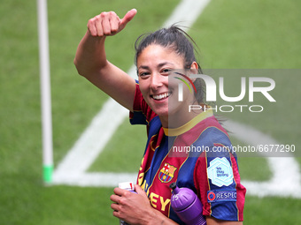 Leila Ouahabi at the end of the match between FC Barcelona and PSG, corresponding to the second match of the semifinals of the Womens UEFA C...