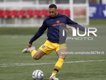  Aaron Simpson of Sutton United warms up during National League between Sutton United and Aldershot Town at Gander Green Lane, Sutton, Engla...