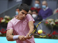 Carlos Alcaraz of Spain  in action during his Men's Singles match, round of 64, against Adrian Mannarino of France on the ATP Masters 1000 -...