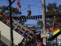  Firemen are  seen during the rescue the bodies of the victims where Mexico City subway olivos station overpass collapsed, killing 23 and in...