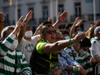 One supporter with his spots scarf, on May 4, in Lisbon, Portugal.
The Futsal Team of Sporting Clube de Portugal  was received at the Lisbon...