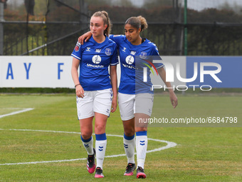 Megan Finnigan and Gabrielle (Gabby)George of Everton Ladies of Everton Ladies during Barclays FA Women's Super League between Everton Women...