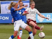  Kim Little of Arsenal battles for possession with Claire Emslie of Everton Ladies during Barclays FA Women's Super League between Everton W...