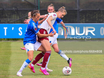  Vivianne Miedema of Arsenal shields the ball from Rikke Sevecke of Everton Ladies during Barclays FA Women's Super League between Everton W...