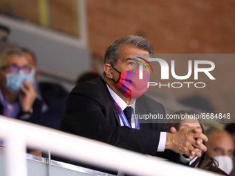 Joan Laporta during the match between FC Barcelona and BC Zenit Saint Petersburg, corresponding to the 5th match of the 1/4 final of the Eur...