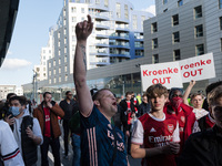 LONDON, UNITED KINGDOM - MAY 06, 2021: Arsenal fans gather outside the Emirates Stadium ahead of the Europa League semi-final second leg mat...