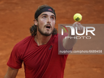Stefanos Tsitsipas of Greece in accion durante  his third round match against Casper Ruud of Norway during day eight of the Mutua Madrid Ope...