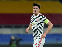 Harry Maguire of Manchester United during the UEFA Europa League Semi-Final match between AS Roma and Manchester United at Stadio Olimpico,...