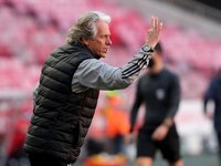 Benfica's head coach Jorge Jesus gestures during the Portuguese League football match between SL Benfica and FC Porto at the Luz stadium in...