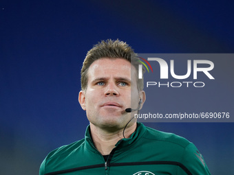 The referee of the match Felix Brych looks on during the UEFA Europa League Semi-Final match between AS Roma and Manchester United at Stadio...