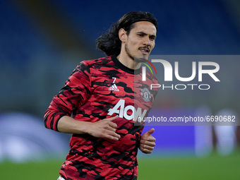 Edinson Cavani of Manchester United looks on during the UEFA Europa League Semi-Final match between AS Roma and Manchester United at Stadio...