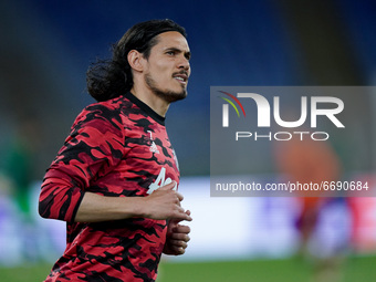 Edinson Cavani of Manchester United looks on during the UEFA Europa League Semi-Final match between AS Roma and Manchester United at Stadio...