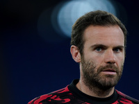 Juan Mata of Manchester United looks on during the UEFA Europa League Semi-Final match between AS Roma and Manchester United at Stadio Olimp...