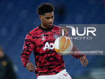 Marcus Rashford of Manchester United during the UEFA Europa League Semi-Final match between AS Roma and Manchester United at Stadio Olimpico...