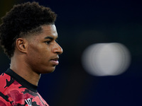 Marcus Rashford of Manchester United looks on during the UEFA Europa League Semi-Final match between AS Roma and Manchester United at Stadio...