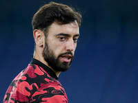 Bruno Fernandes of Manchester United looks on during the UEFA Europa League Semi-Final match between AS Roma and Manchester United at Stadio...