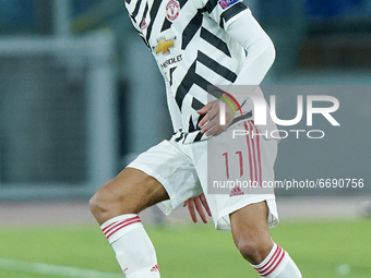 Mason Greenwood of Manchester United during the UEFA Europa League Semi-Final match between AS Roma and Manchester United at Stadio Olimpico...