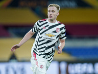 Donny van de Beek of Manchester United during the UEFA Europa League Semi-Final match between AS Roma and Manchester United at Stadio Olimpi...