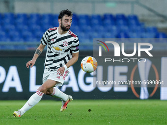 Bruno Fernandes of Manchester United during the UEFA Europa League Semi-Final match between AS Roma and Manchester United at Stadio Olimpico...