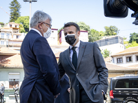 France's President Emmanuel Macron arrives for the Porto Social Summit hosted by the Portuguese presidency of the Council of the European Un...