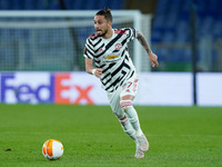 Alex Telles of Manchester United during the UEFA Europa League Semi-Final match between AS Roma and Manchester United at Stadio Olimpico, Ro...