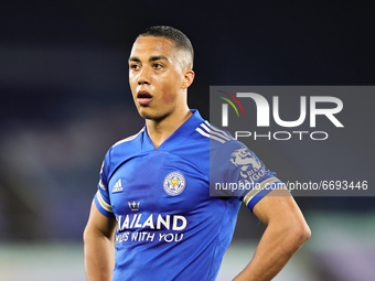Youri Tielemans of Leicester City looks on during the Premier League match between Leicester City and Newcastle United at the King Power Sta...