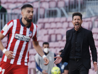 Diego Simeone head coach of Atletico Madrid gives instructions during the La Liga Santander match between FC Barcelona and Atletico de Madri...