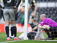 Martyn Waghorn of Derby County injures himself on the post during the Sky Bet Championship match between Derby County and Sheffield Wednesda...