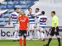 Stefan Johansen of QPR celebrates after scoring his team's second goal with his team mates during the Sky Bet Championship match between Que...