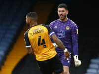 Newport County's Tom King celebrates his penalty from Matt Rush of Southend United  during Sky Bet League Two between Southend United and Ne...