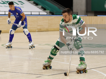 Nolito Romero in action during the Rink Hockey playoffs 1st leg between Sporting CP and OC Barcelos, at Pavilhão João Rocha, Lisboa, Portuga...