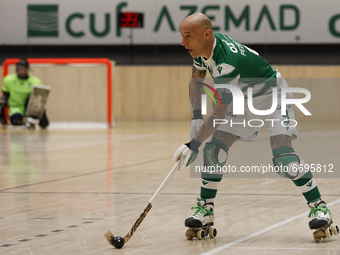 Pedro Gil in action during the Rink Hockey playoffs 1st leg between Sporting CP and OC Barcelos, at Pavilhão João Rocha, Lisboa, Portugal, 0...