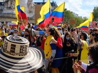 Rally in Paris, France, on May 8, 2021 in support of Colombians. Following the repression of demonstrations in Colombia, several thousand Pa...