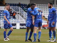  Rhys Oates of Hartlepool United celebrates after scoring their first goal  during the Vanarama National League match between Hartlepool Uni...