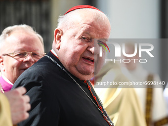 Cardinal Stanislaw Dziwisz attends the ceremony commemorating St. Stanislaus at Church on the Rock in Krakow, Poland on May 9, 2021. Each ye...