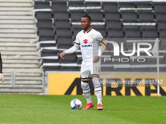  Milton Keynes Dons Ethan Laird during the first half of the Sky Bet League One match between MK Dons and Rochdale at Stadium MK, Milton Key...