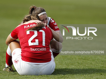  A tearful Abi Harrison of Bristol City Women is hugged during Barclays FA Women Super League match between Brighton and Hove Albion Women a...