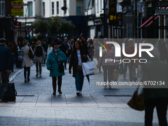 A busy Grafton Street in Dublin.
After five months of strict lockdown, the first stage of defrosting the Irish economy and loosening of rest...
