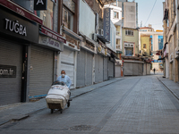 On 10 May 2021, streets in the historic old city of Istanbul, Turkey, remained largely empty and lined with closed stores as a strict Covid-...