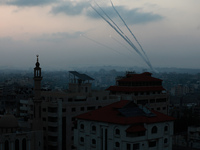 Rockets are launched by Palestinian militants into Israel, in Gaza May 11, 2021. (