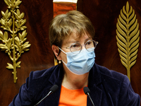 Parti Socialiste Member of Parliament Marietta Karamanli opposes at the project of the government about Covid-19 health crisis exit and tran...