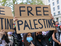 Free Palestine protestors clash with police at Save Sheikh Jarrah demostration in Whitehall, London on Tuesday 11th May 2021.  (