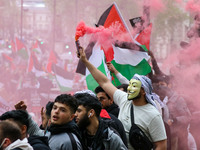 Free Palestine protestors clash with police at Save Sheikh Jarrah demostration in Whitehall, London on Tuesday 11th May 2021.  (