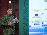 Luis Cresencio Sandoval, Secretary of National Defense, speaks during a press conference offers by Mexico’s President Andres Manuel Lopez Ob...
